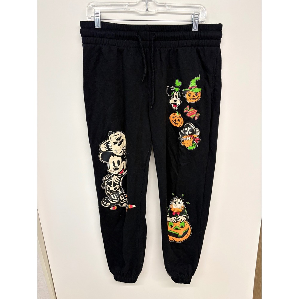 Halloween Disney Jogger Sweatpants Mickey & Friends Disney Women M Black Cartoon